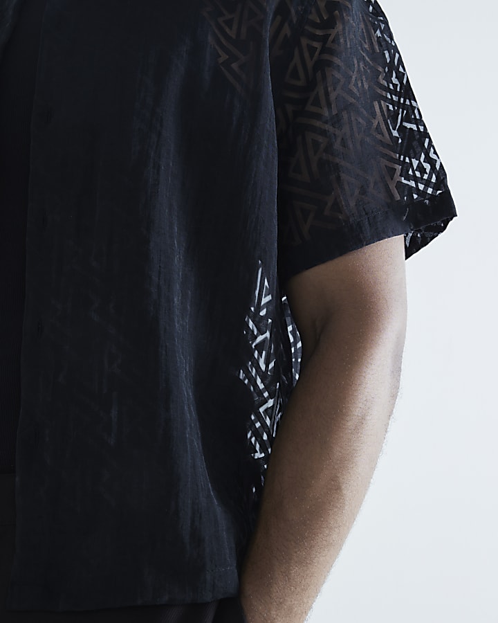 Black Short Sleeve Burnout Boxy Shirt