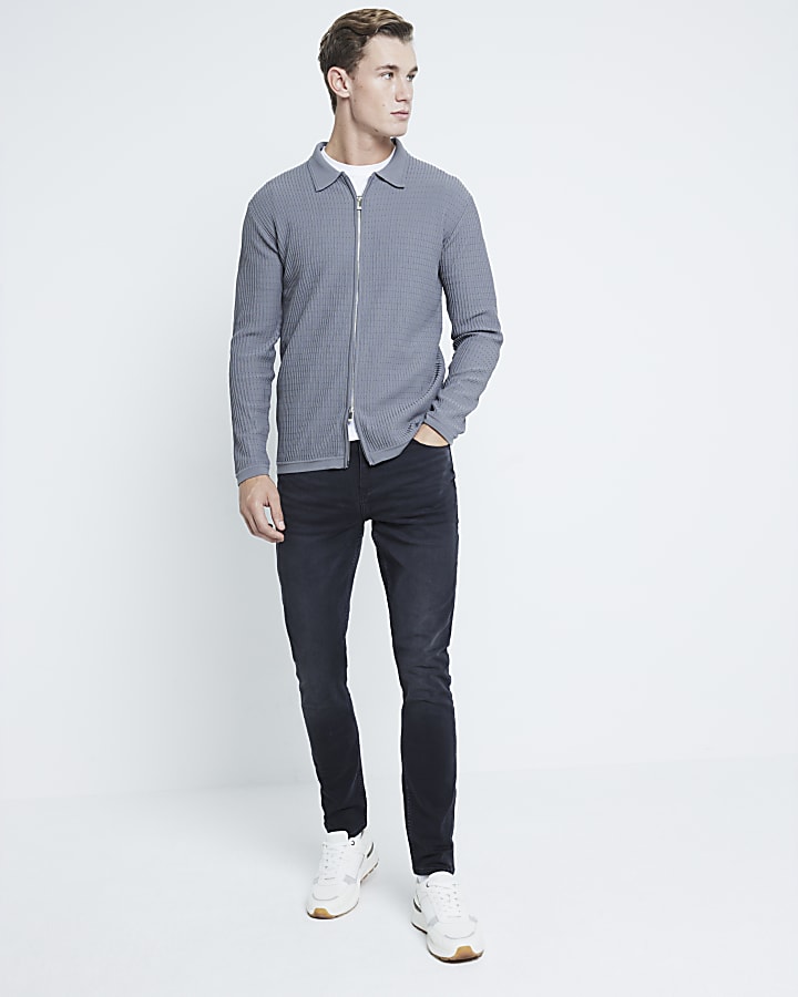 Black Skinny Fit Washed Jeans