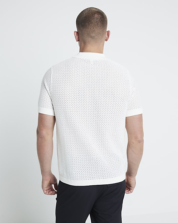 White Slim Fit Micro Textured Shirt