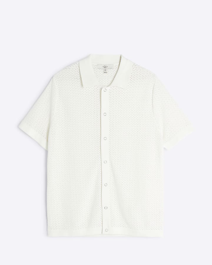 White Slim Fit Micro Textured Shirt