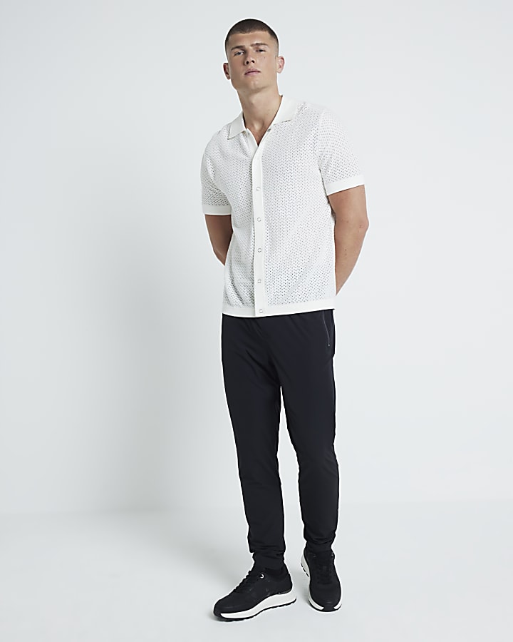 White Slim Fit Micro Textured Shirt