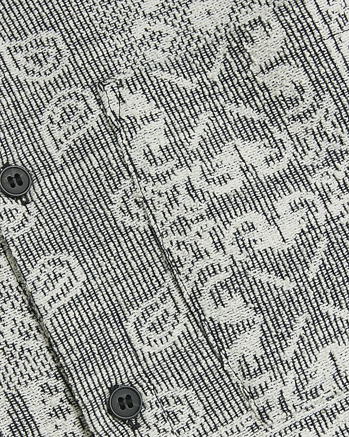 Grey regular fit textured paisley shirt