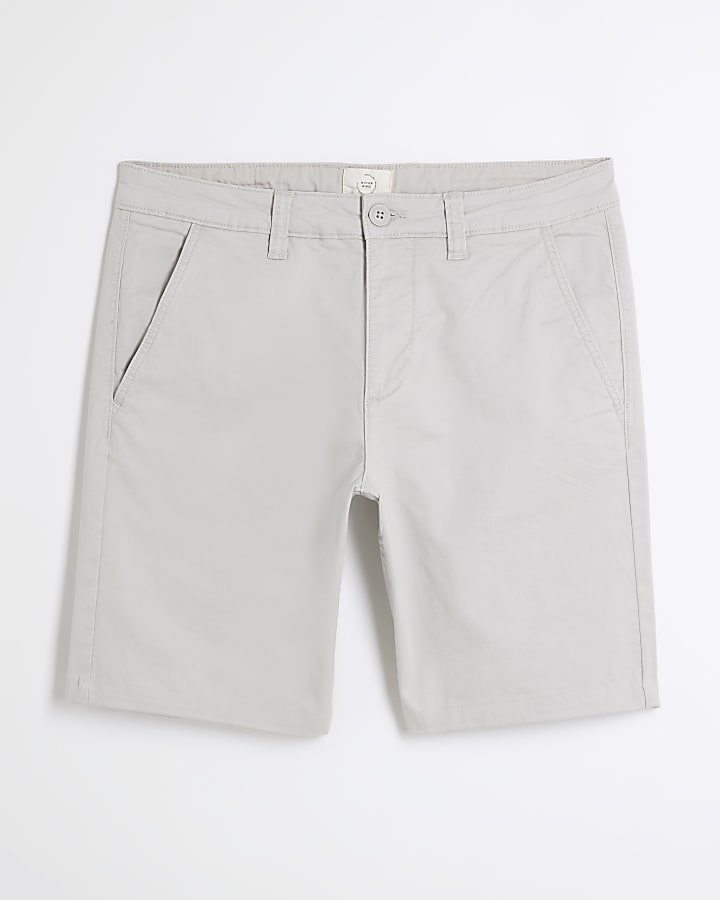 Grey Slim Fit Chino Shorts