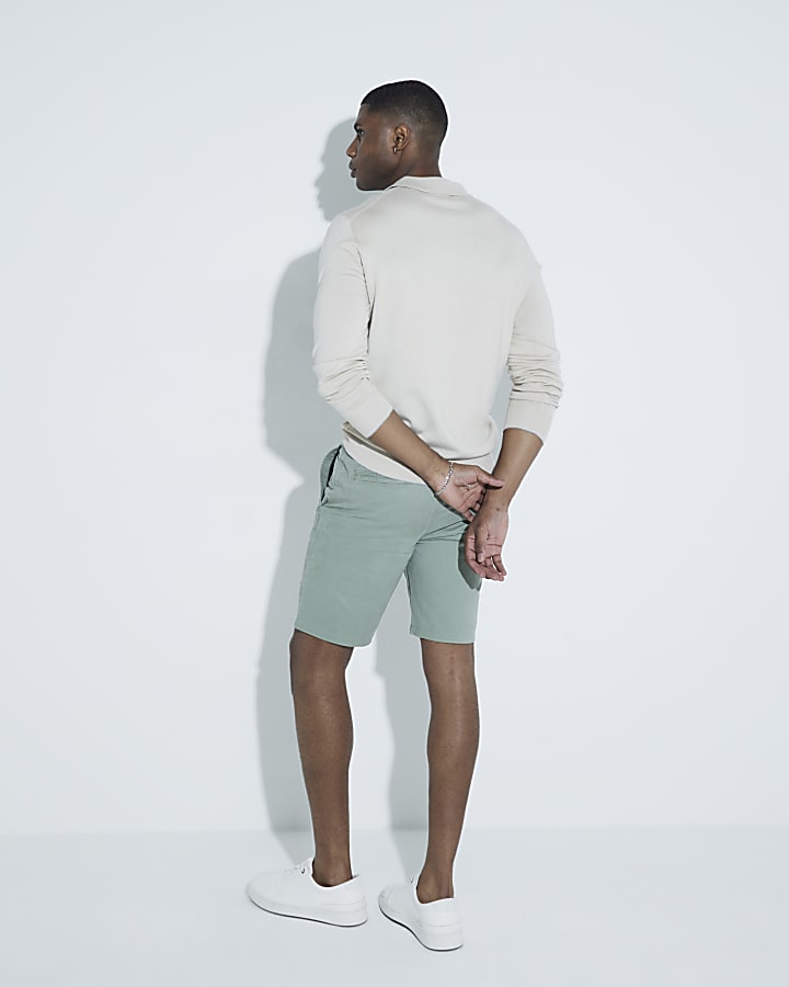 Green Slim Fit Chino Shorts