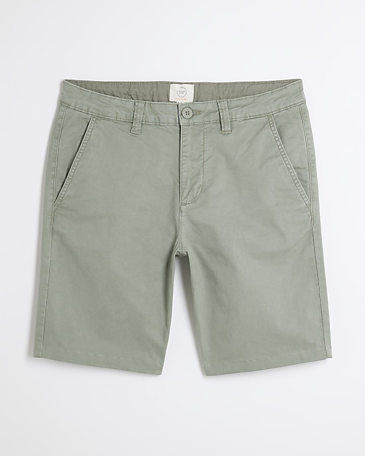 Green Slim Fit Chino Shorts