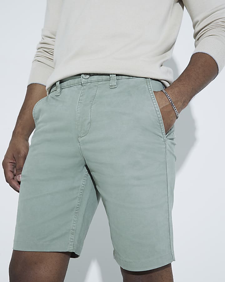 Green Slim Fit Chino Shorts