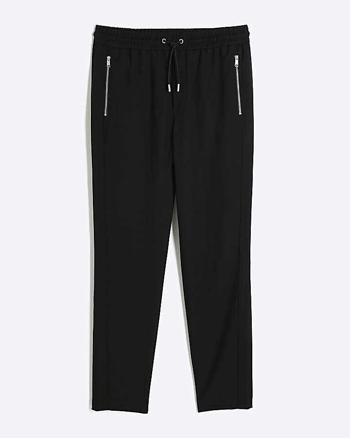 Black Textured Smart Joggers