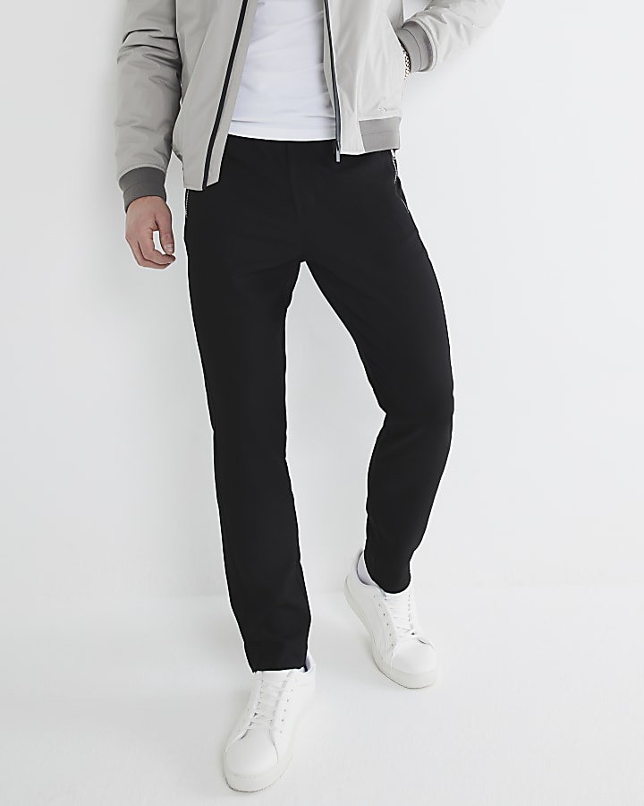 Black Textured Smart Joggers