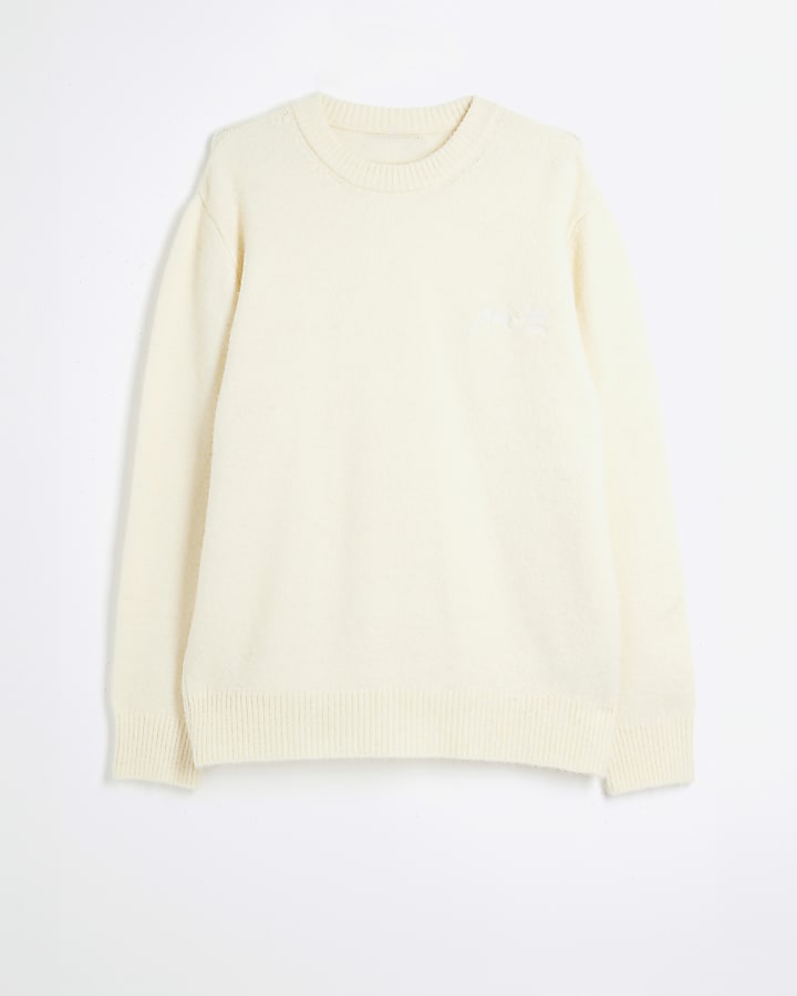 Yellow Relaxed Fit Embroidered Jumper