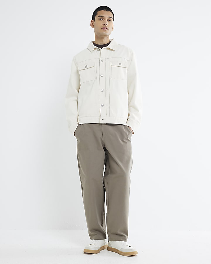 Grey Barrel Leg Trousers