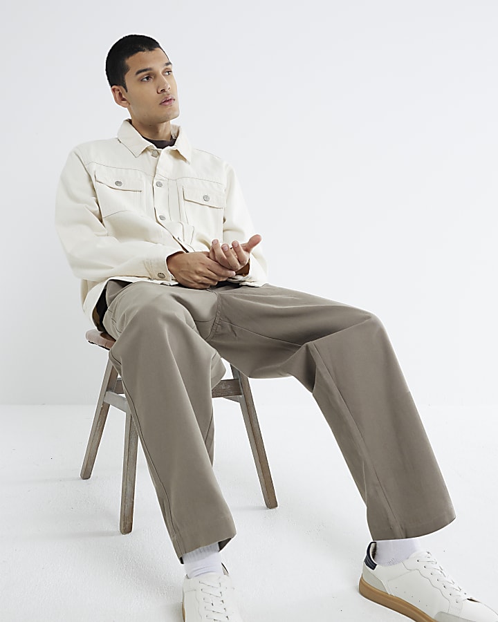 Grey Barrel Leg Trousers