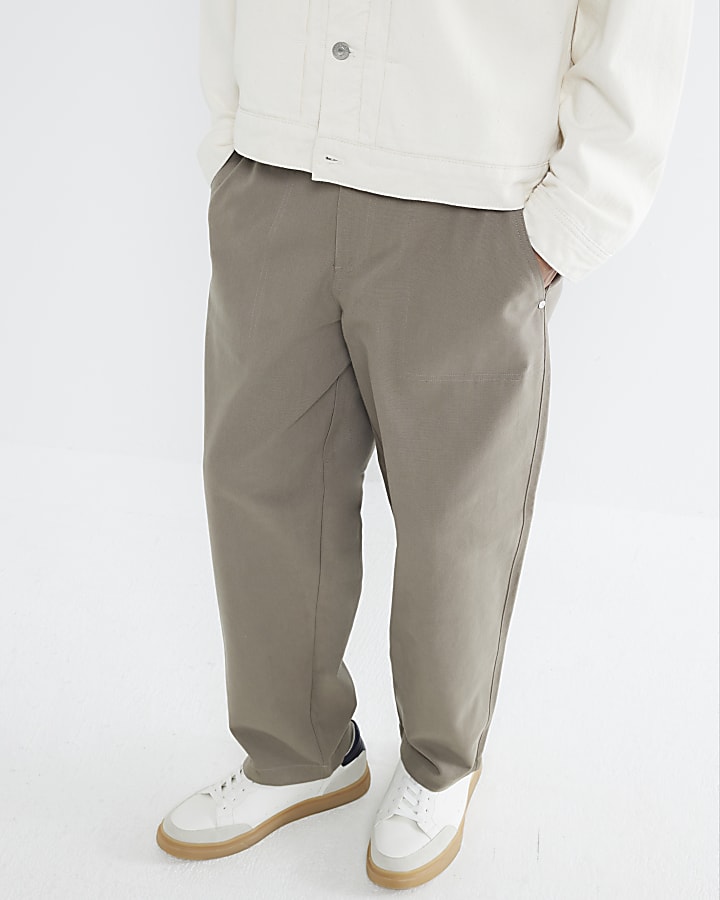 Grey Barrel Leg Trousers