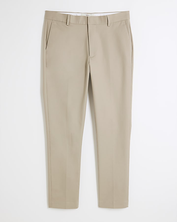 Beige Slim Fit Chino Trousers