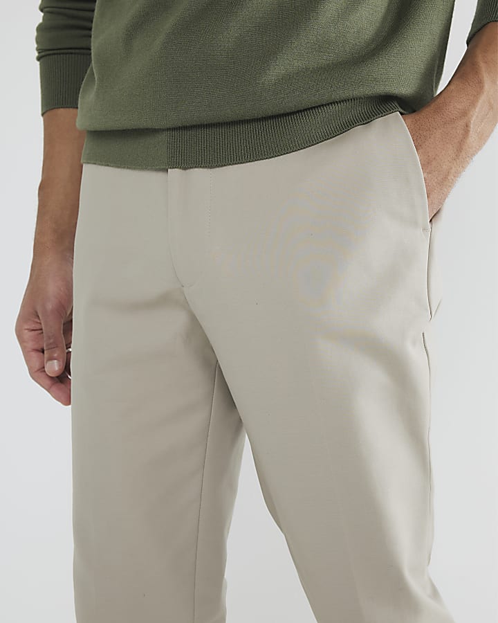 Beige Slim Fit Chino Trousers