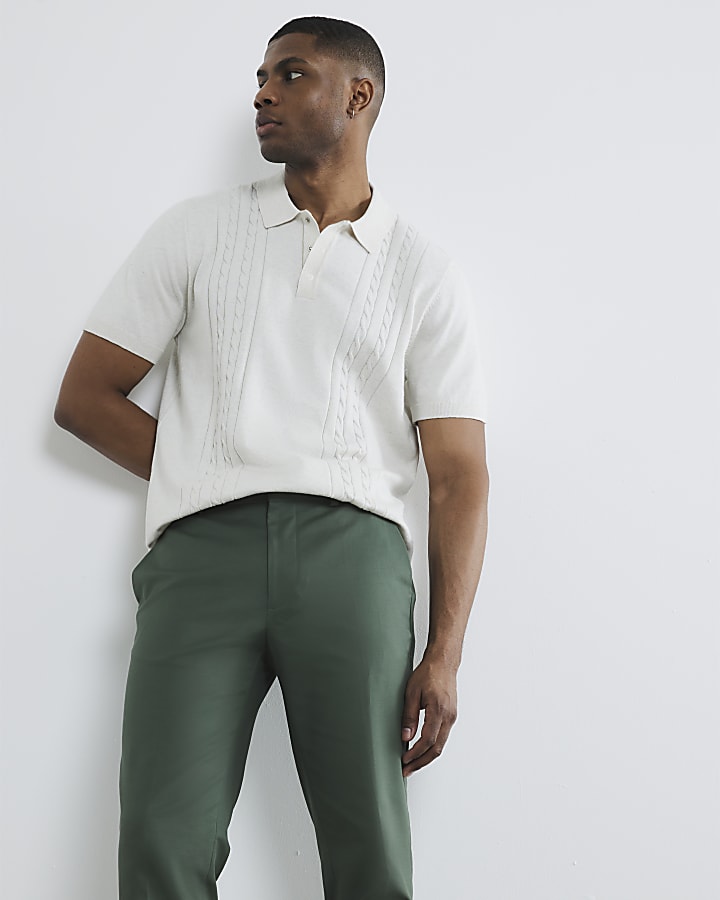 Khaki Slim Fit Chino Trousers