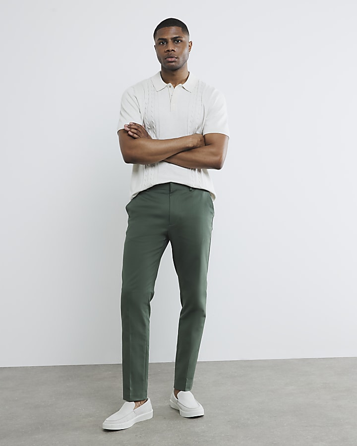 Khaki Slim Fit Chino Trousers