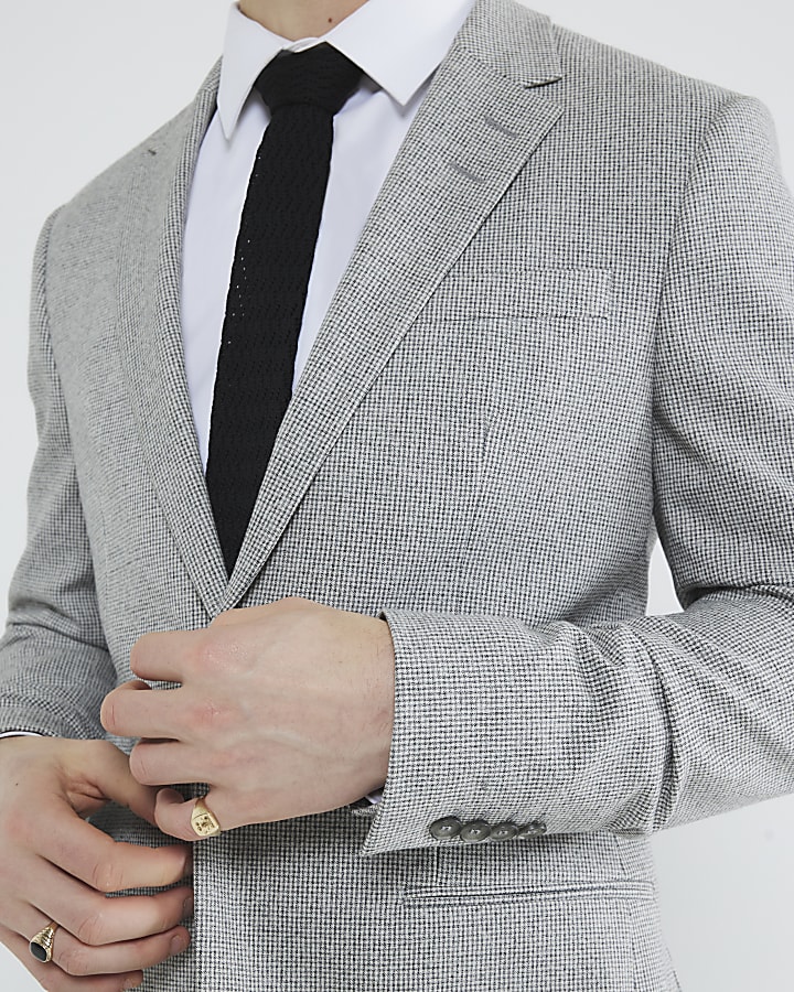 Grey Puppytooth Skinny Blazer