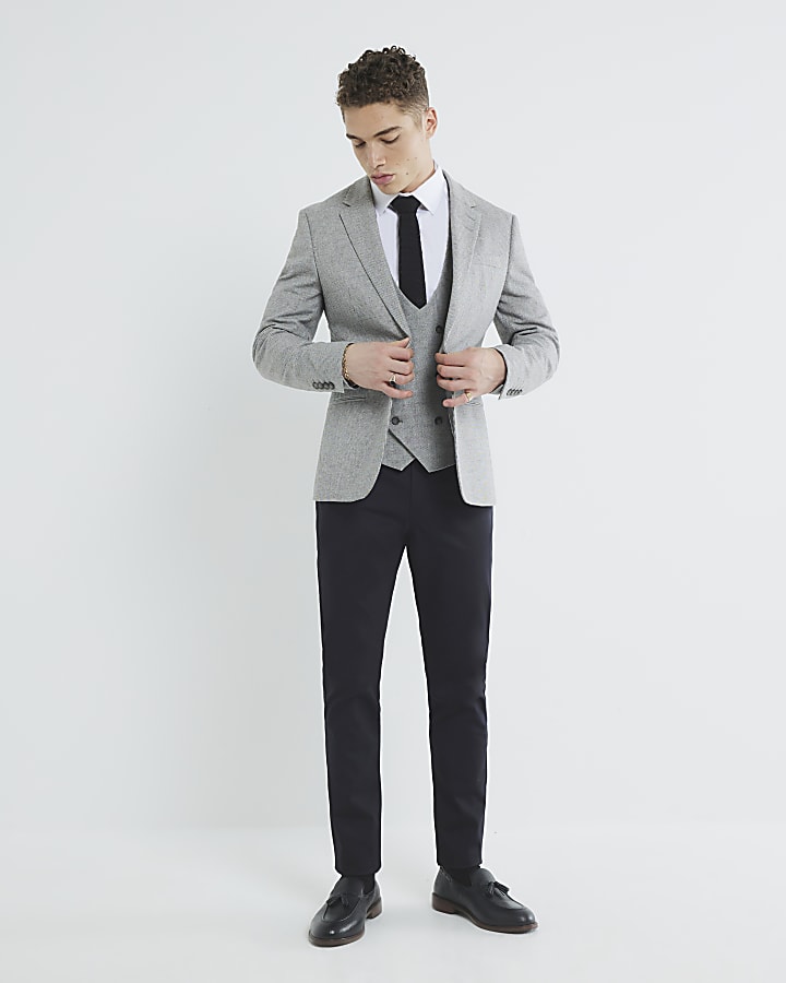 Grey Puppytooth Skinny Blazer