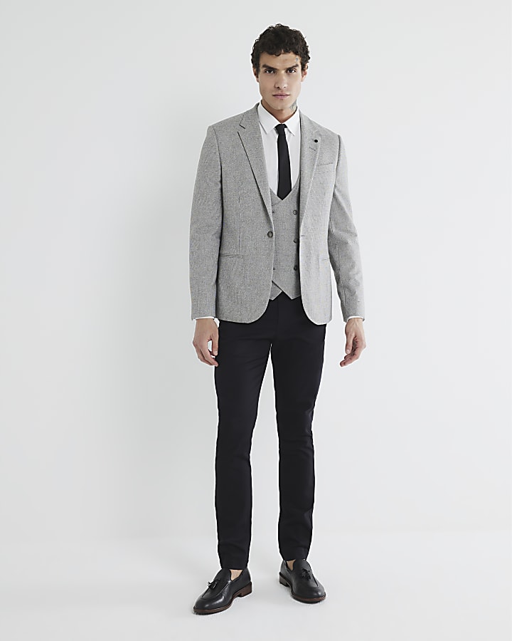 Grey Puppytooth Skinny Blazer