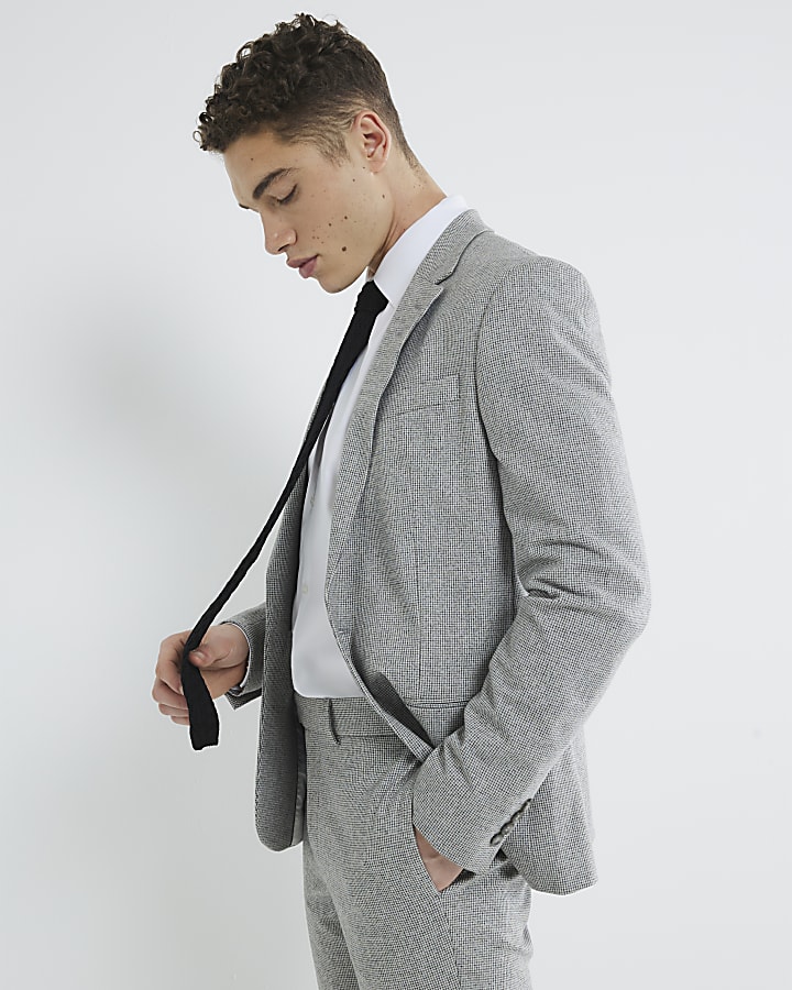 Grey Puppytooth Skinny Blazer