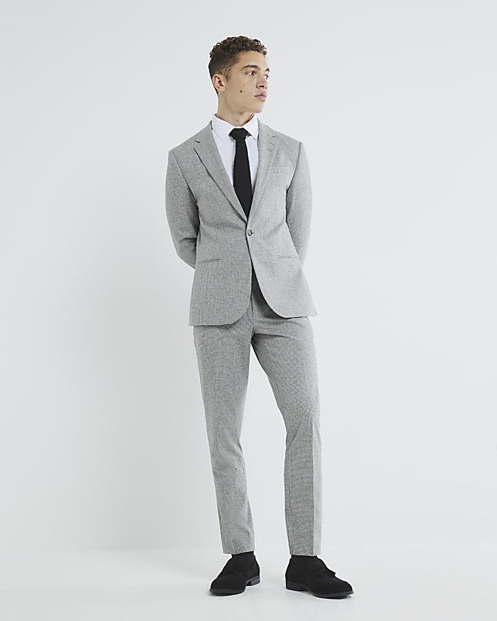 Grey Puppytooth Skinny Blazer