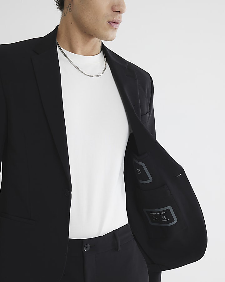 Black Comfort Stretch Skinny Suit Jacket