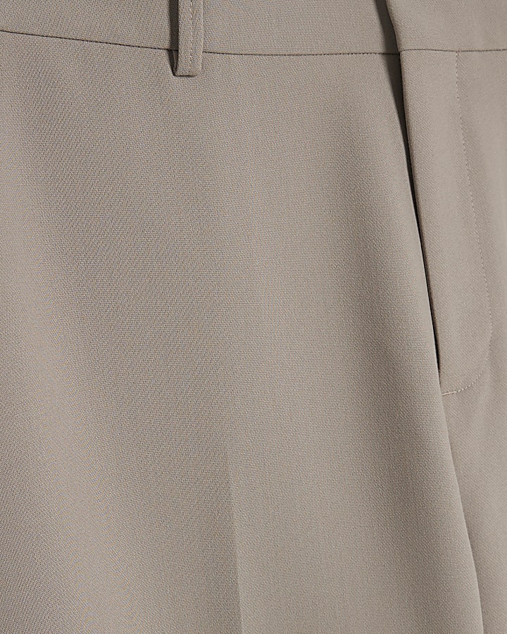 Beige Relaxed Fit Elastic Trousers