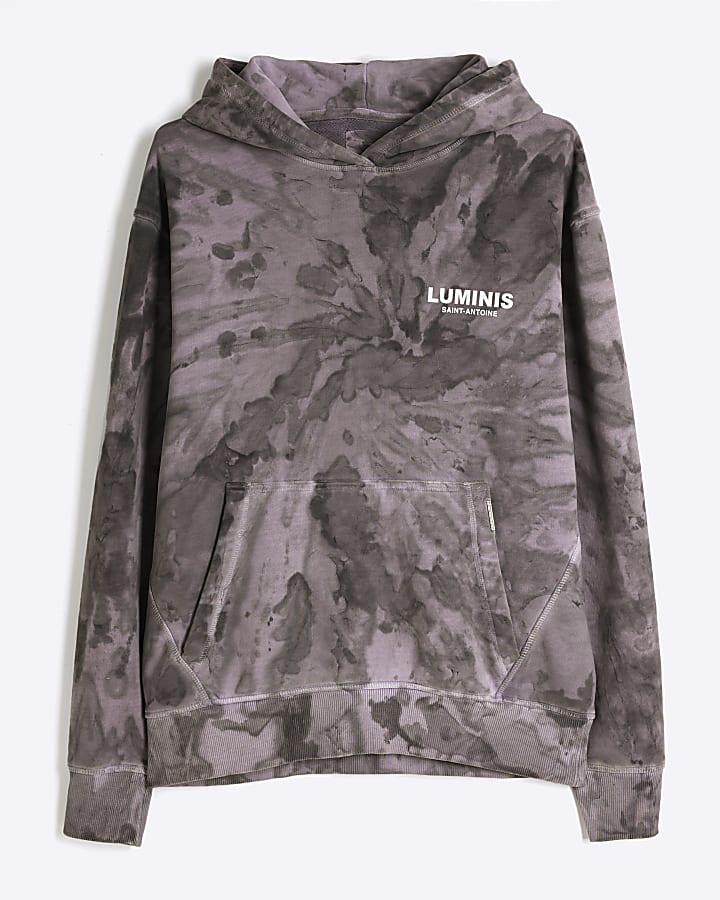 Purple regular fit tie dye hoodie