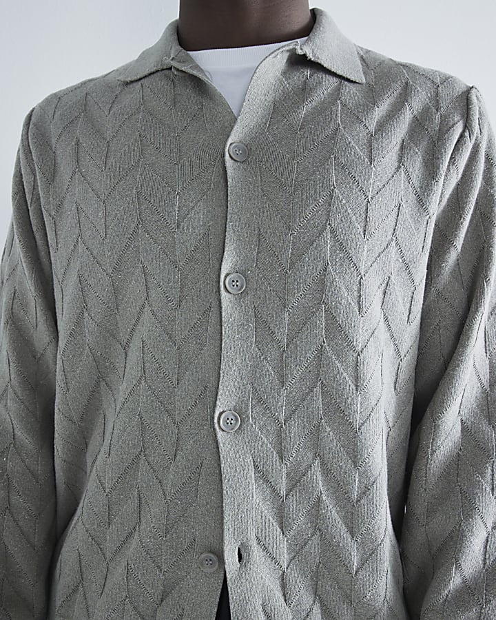 Grey Chevron Knitted Shirt