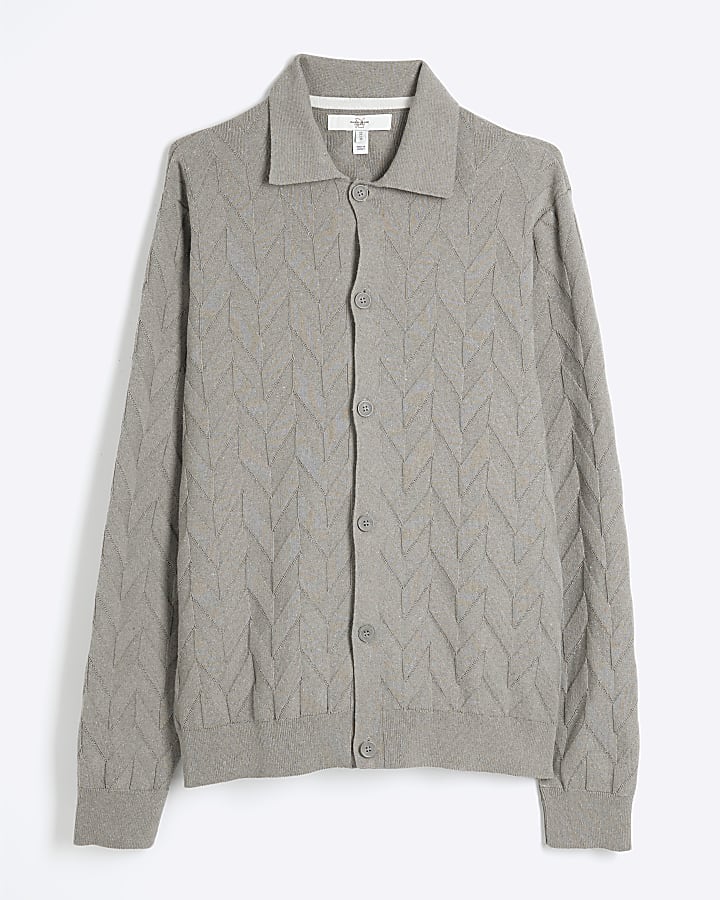 Grey Chevron Knitted Shirt