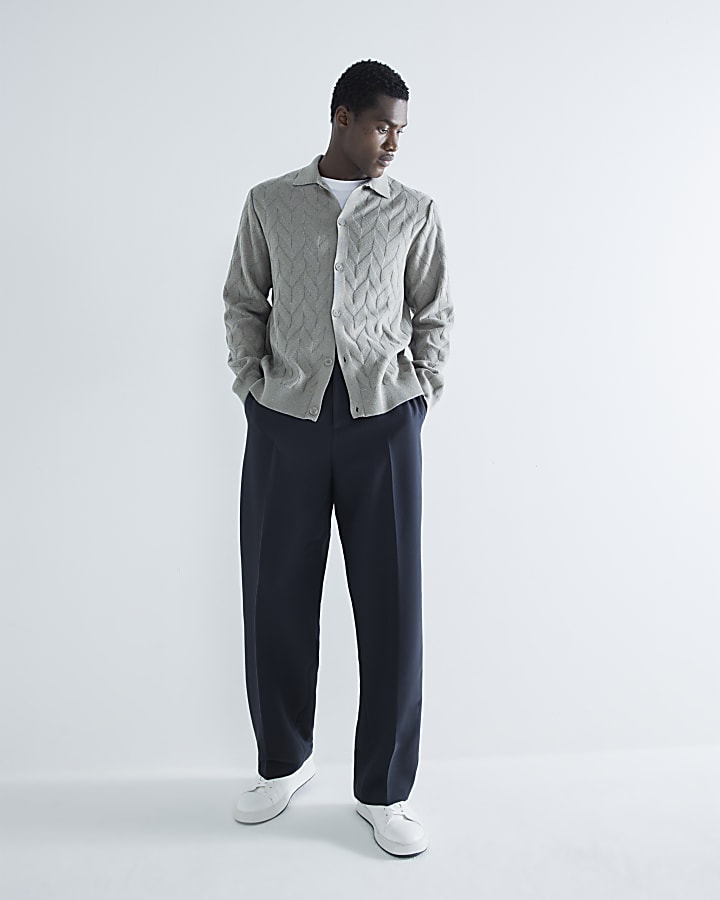 Grey Chevron Knitted Shirt
