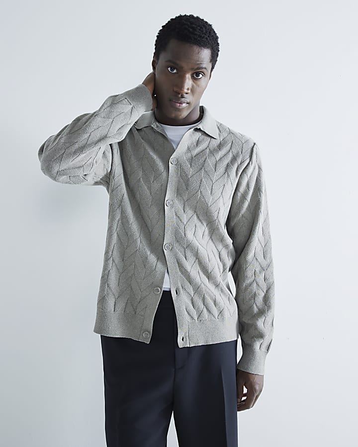 Grey Chevron Knitted Shirt