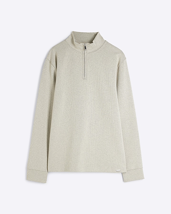 Grey Jacquard Slim Fit Sweatshirt