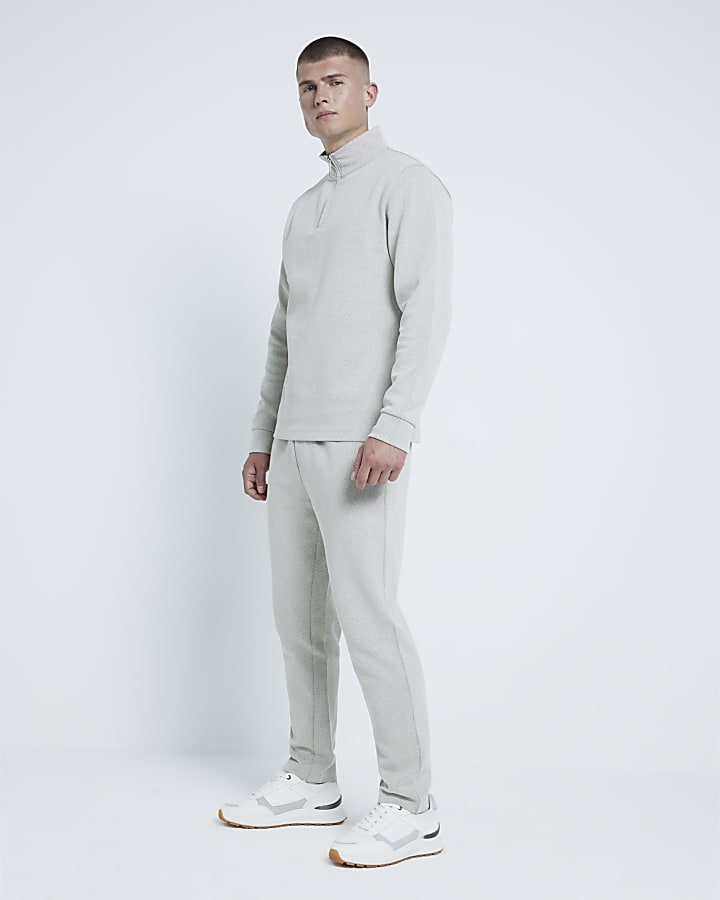 Grey Jacquard Slim Fit Sweatshirt