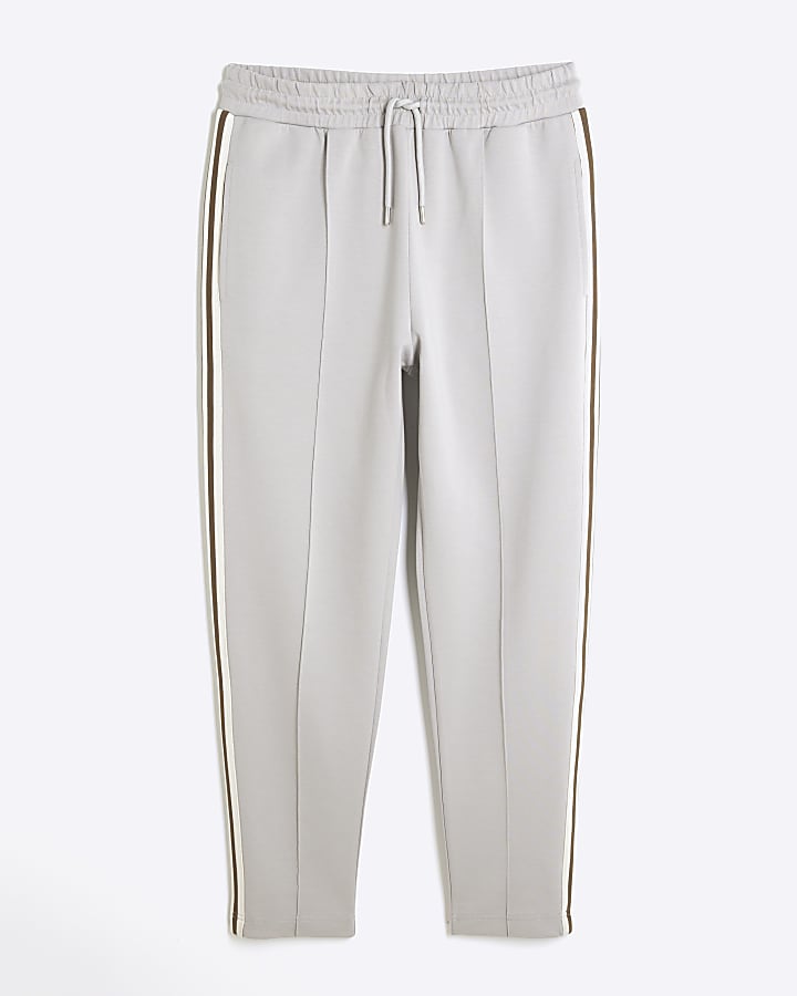 Beige Slim Fit Taped Joggers