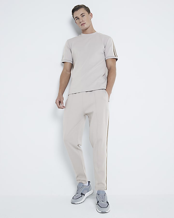 Stone Slim Fit Taped Joggers