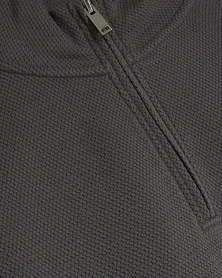 Grey Jacquard Slim Fit Sweatshirt