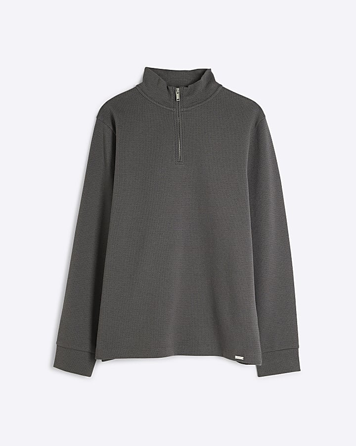 Grey Jacquard Slim Fit Sweatshirt