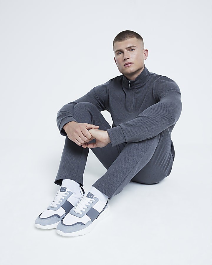 Grey Jacquard Slim Fit Sweatshirt