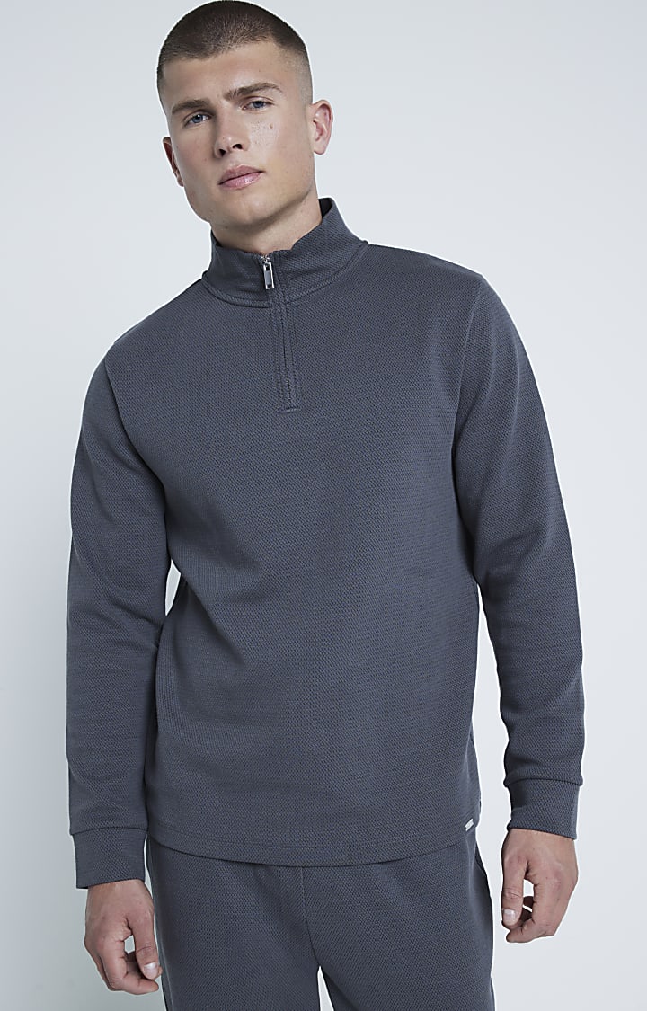 Grey Jacquard Slim Fit Sweatshirt