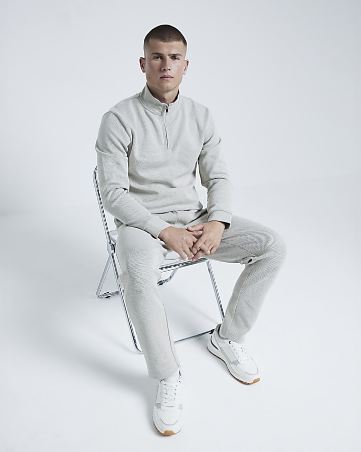 Stone Slim Fit Jacquard Joggers