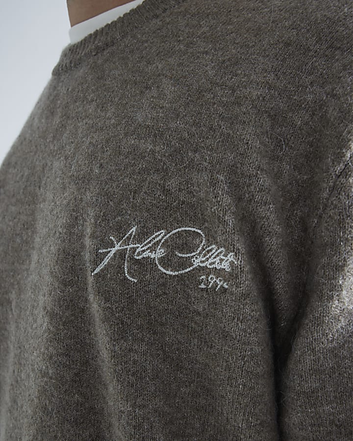 Brown Embroidered Jumper