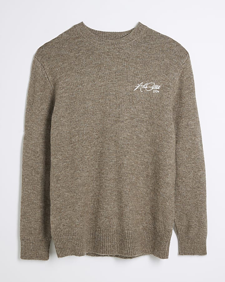 Brown Embroidered Jumper