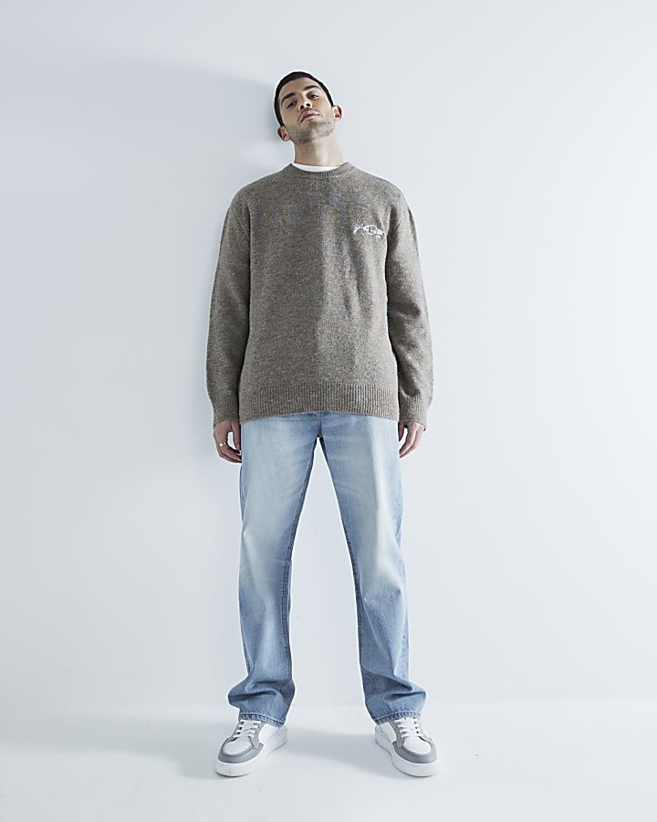 Brown Embroidered Jumper