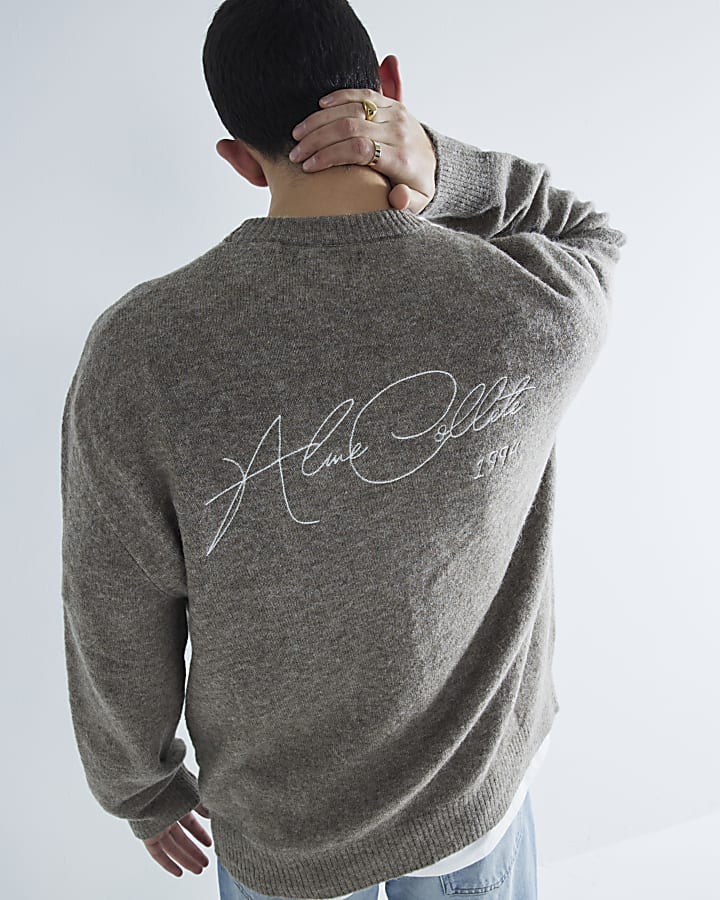 Brown Embroidered Jumper