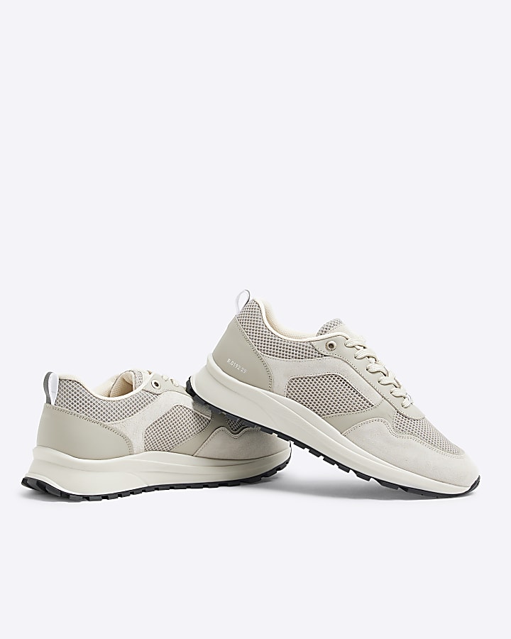 Stone mesh panelled trainers