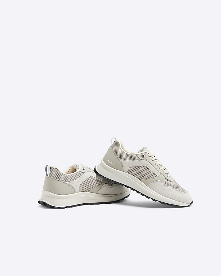 Stone mesh panelled trainers