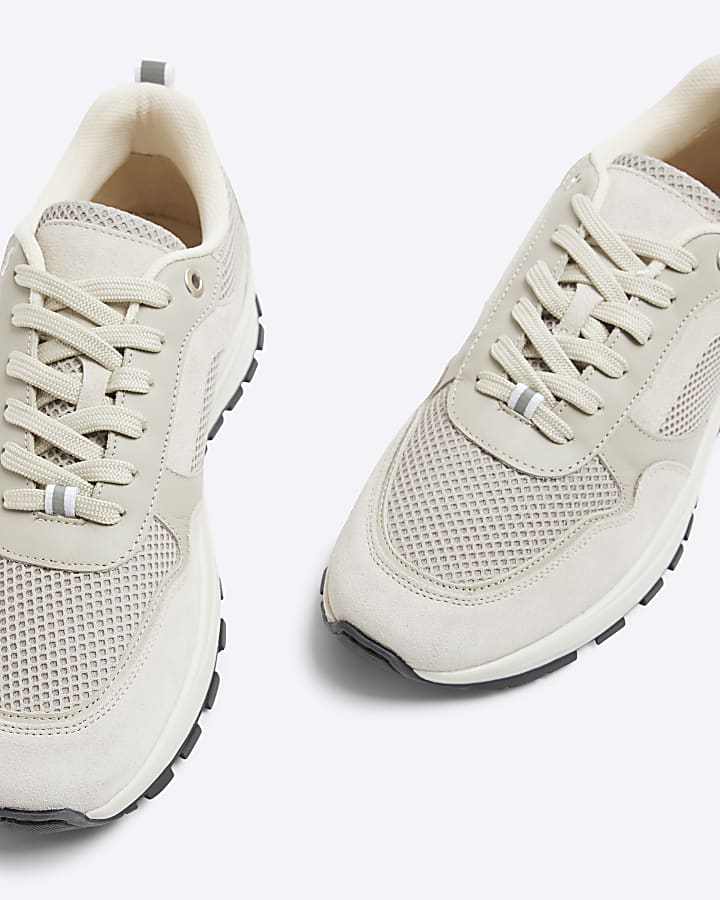 Stone mesh panelled trainers