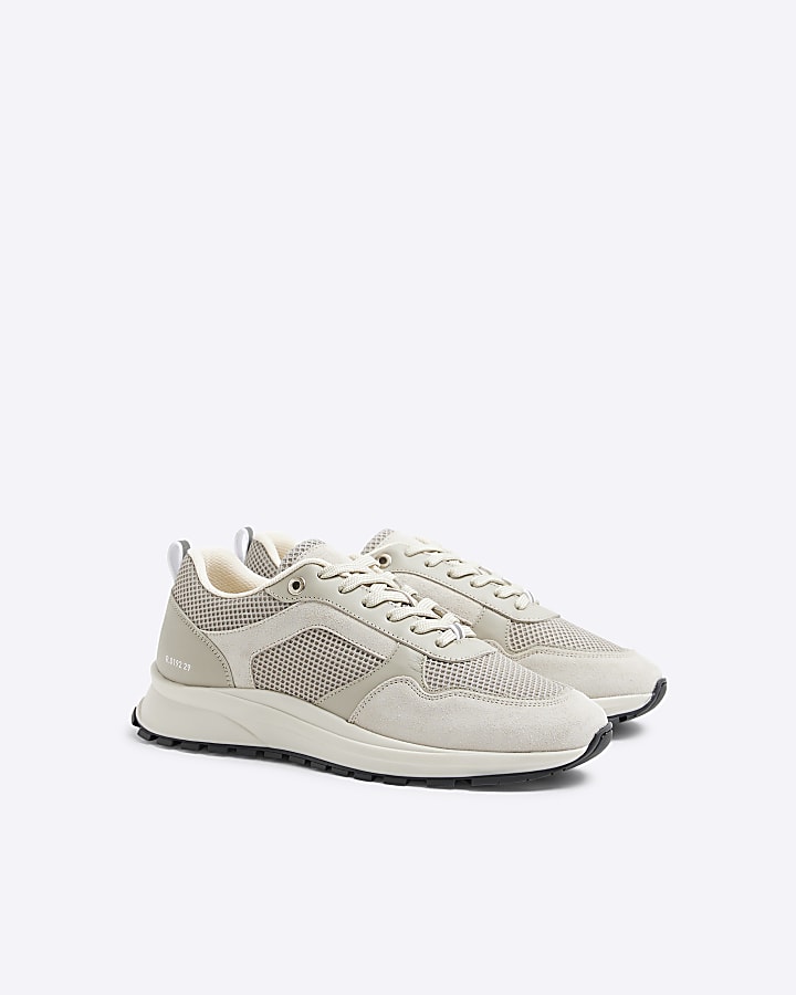 Stone mesh panelled trainers