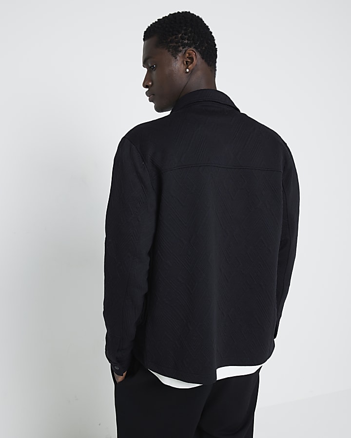Black Regular Fit Quilt Shacket